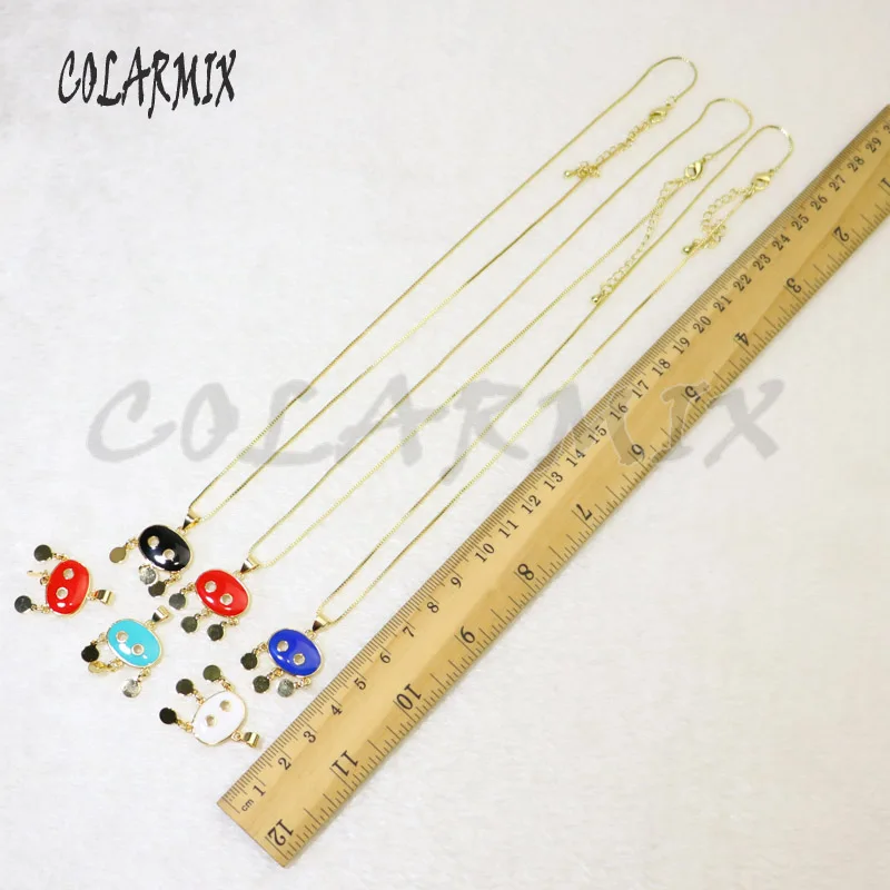 

10 strands colors pendants necklace Enamel charm necklace Enamel colors pendants necklace accessories for women 5961