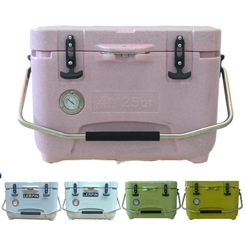 

Mixed Color Lerpin 25QT Plastic Camping Cooler Box Long Time Ice Retention Rotomolded Cooler