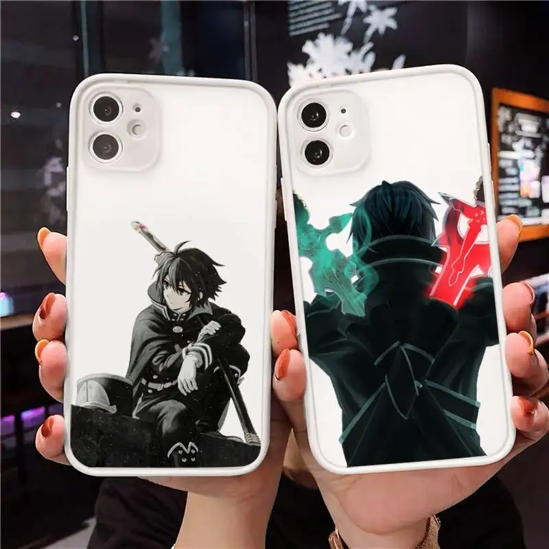 

Sword Art Online SAO Phone Case Clear matte transparent For white iPhone 7 8 x xs xr 11 12 pro plus max mini Funda