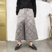 thick quilted culottes mens casual plus cotton pants wide tube wide leg pants fat legs trousers men clothes 2020 streetwear