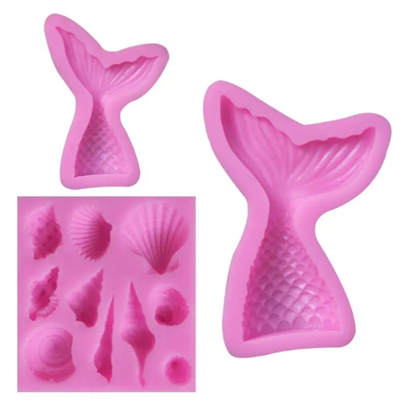 Форма в виде морской ракушки силиконовая форма рыбьего хвоста искусственная для