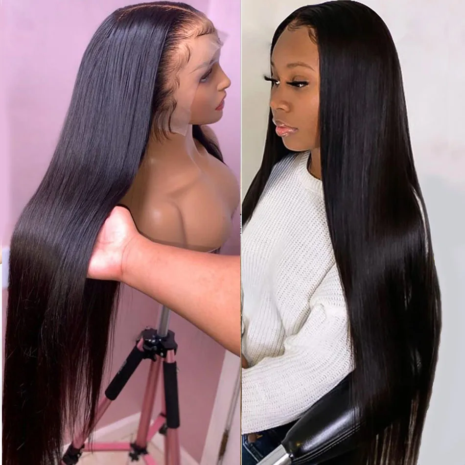 360 Lace Frontal Wig 30 32 34 40 inch Straight 13x6 Long Lace Front Human Hair Wig Glueless  Brazilian 180% Full Lace Wig