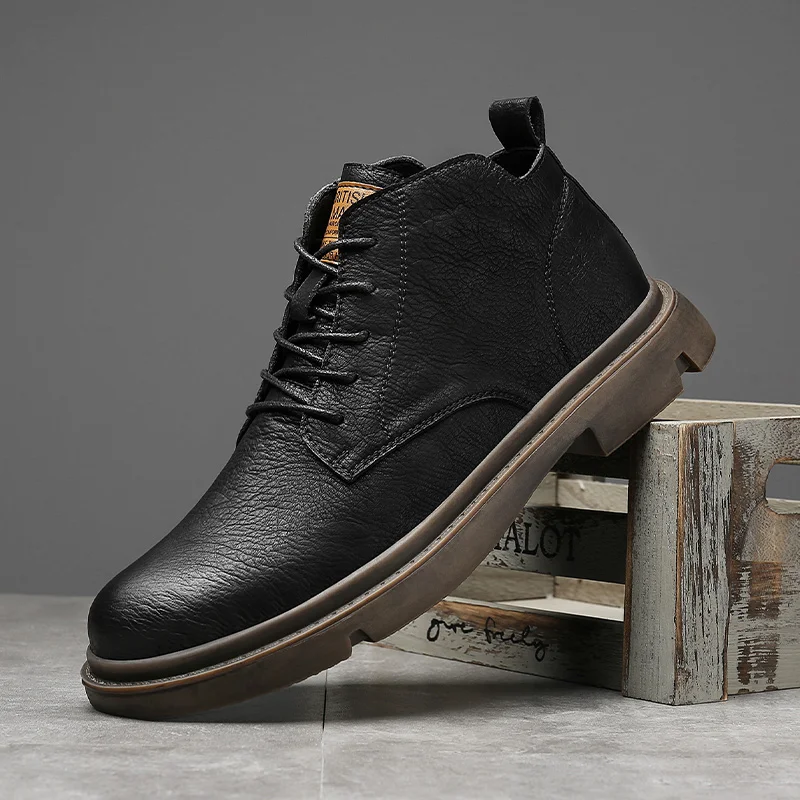 

Men's Martin boots autumn winter plus cotton warm waterproof outdoor hiking boots men vintage man motorcycle boots army boots