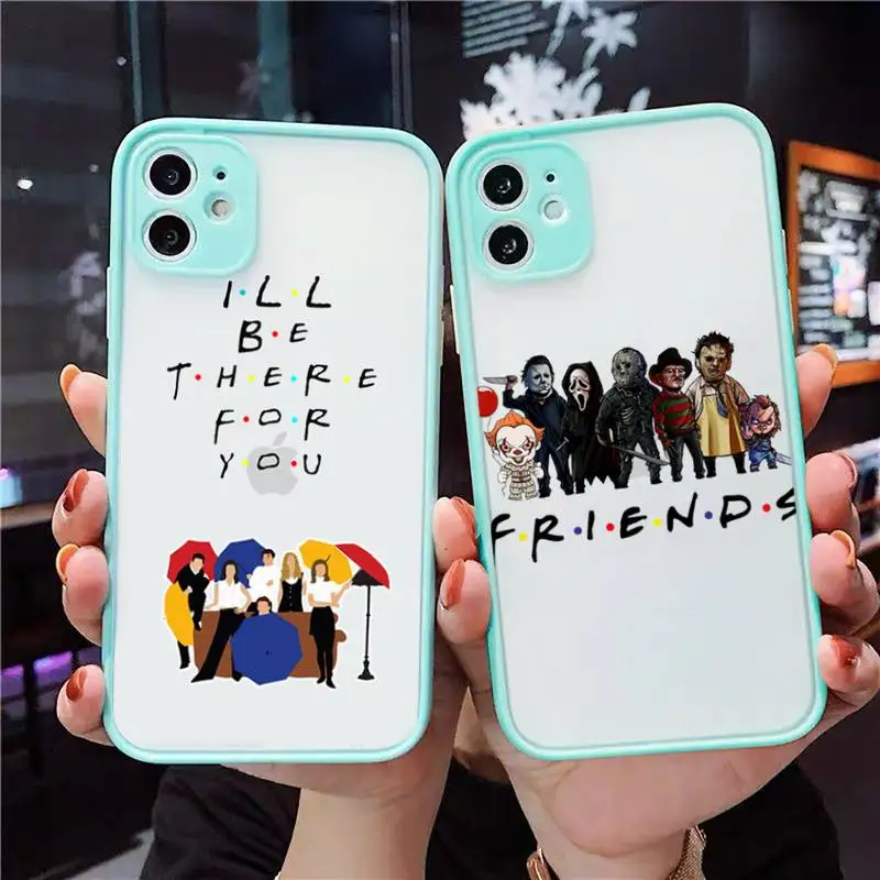 

friends TV show Phone Case For iPhone 12 11 Mini Pro XR XS Max 7 8 Plus X Matte transparent blue Cover