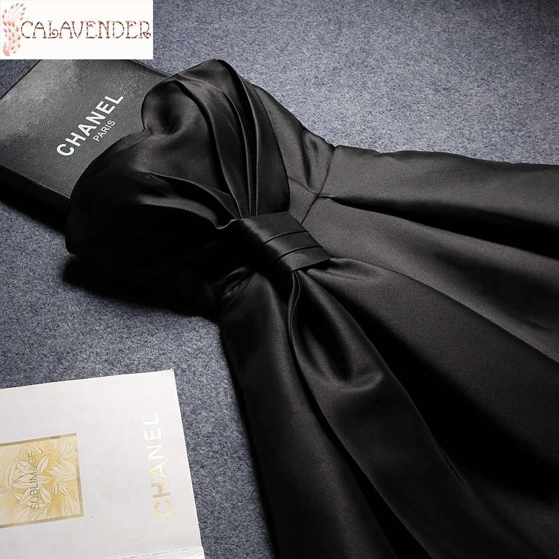 

Strapless Black Vestido De Format Ruched Satin Prom Dresses 2020 A Line Short Graduation Dress