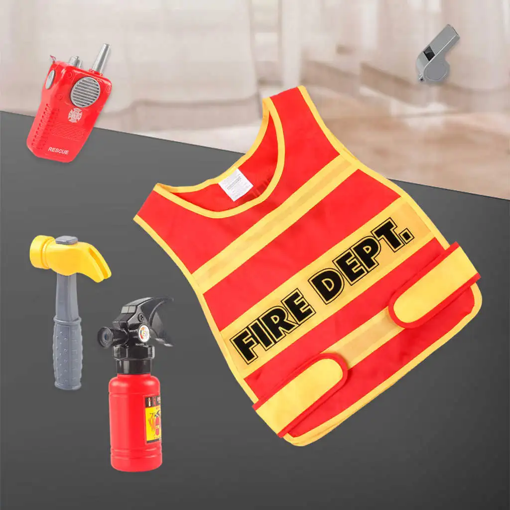 

Simulation Firefighter Costume Career Costume Dress up Accessory Construction Worker Educational Toy Party Props for Kids Gifts