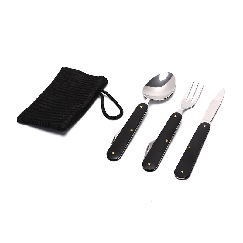 Складной портативный нож ложка вилка из нержавеющей стали посуда для спорта на