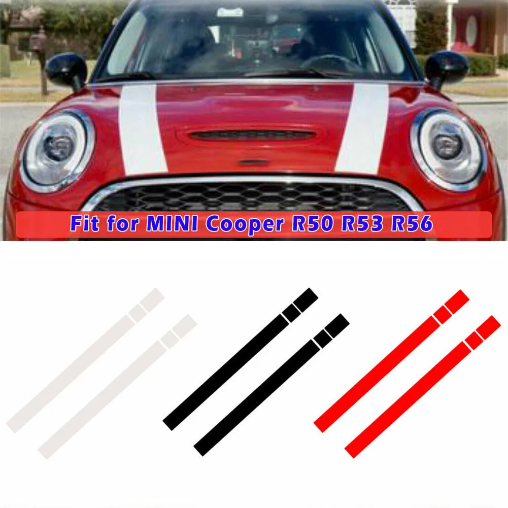

2x Bonnet Stripes Hood Decal Vinyl Cover Sticker For BMW MINI Generation 1 2 Cooper R50 R53 R56 Black White Red Bonnet Stickers