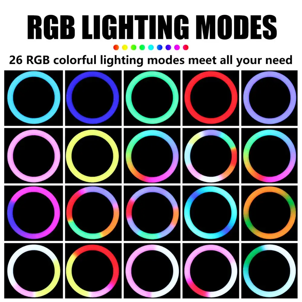 10 дюймов RGB кольцевой светильник с selfie stick светодиодная кольцевая лампа USB 14 видов