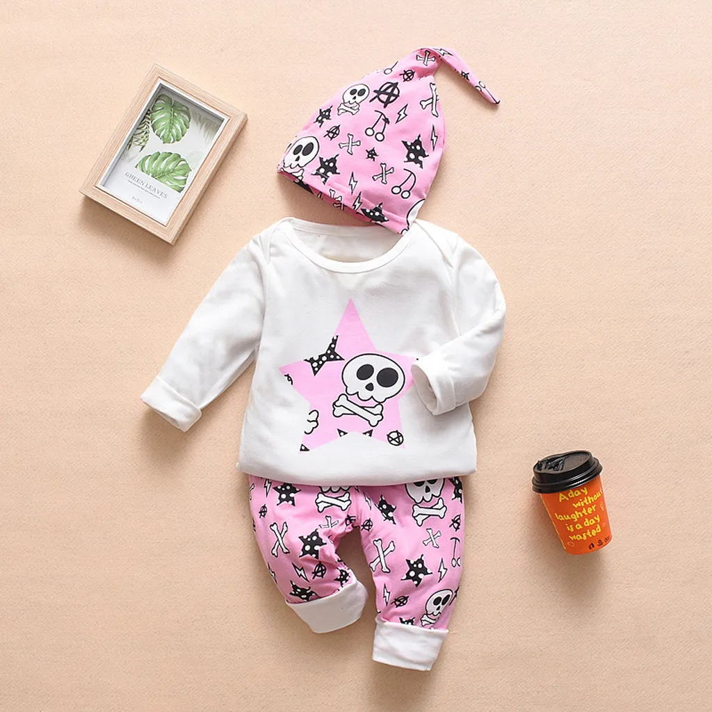 2019 милый комплект детской одежды для новорожденных девочек и мальчиков из 3