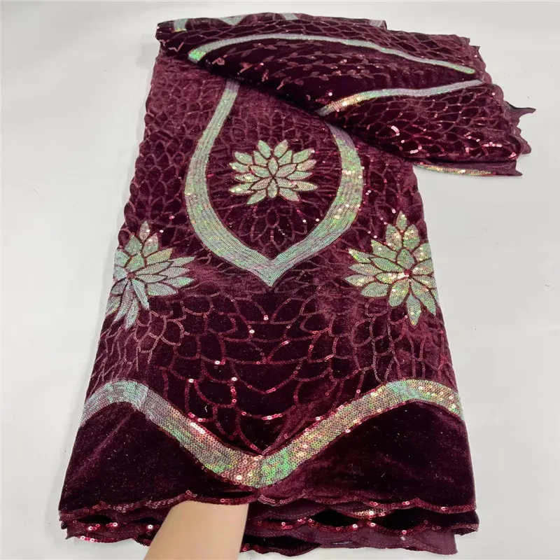 

African French Sequins Lace Fabric 2021 High Quality Velvet Lace Material Nigerian Lace Fabrics For Garment Sewing J98-28