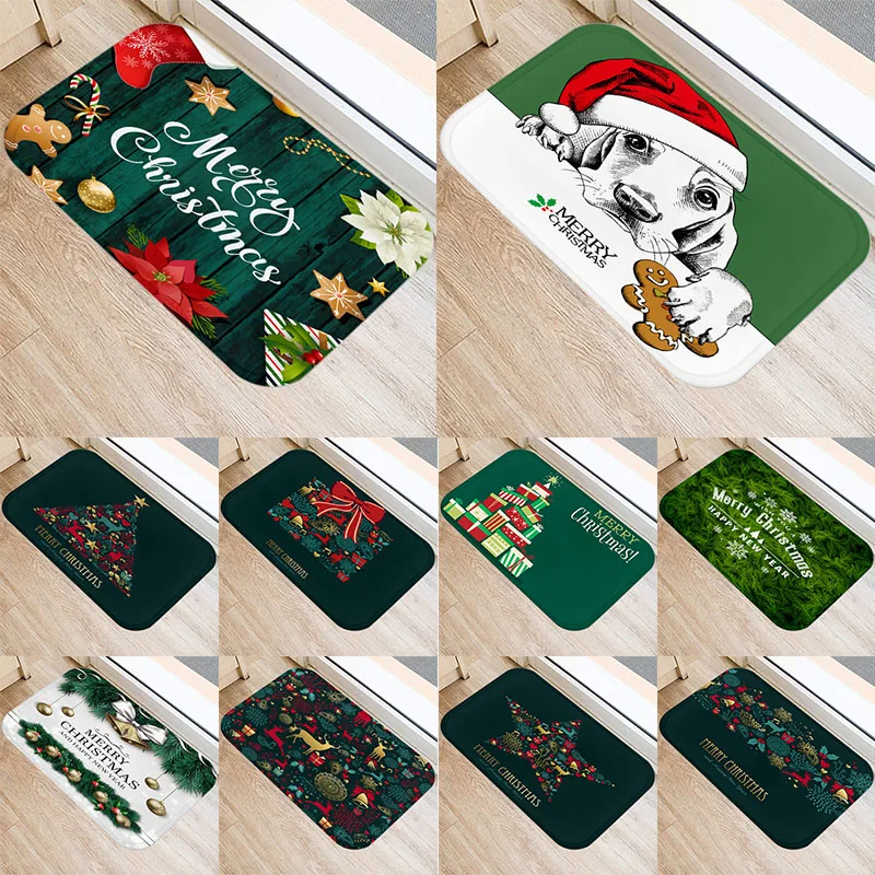 

Рождественское украшение, дверной коврик, кухонный коврик с рисунком собаки и дерева, ковры 40x60 см для дома, гостиной, бархатный Противоскол...