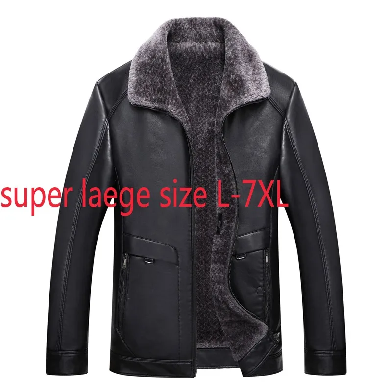 

New Arrival Super Large Winter Men Fashionable Casual Plush Fur Coat Thick Leather Jackets Plus Size LXL 2XL 3XL 4XL 5XL 6XL 7XL