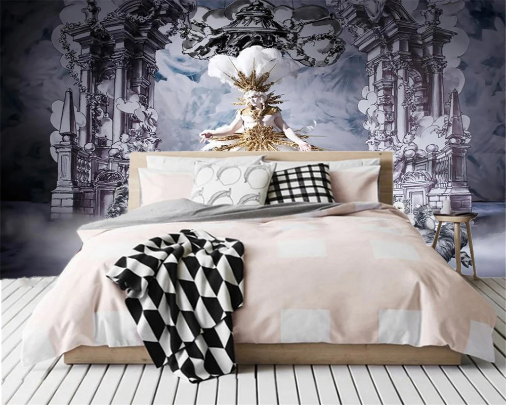 

Wholesale 3d Wallpaper European style oil painting interior background wall decoration Customize Your Favorite 3d Wallpaper