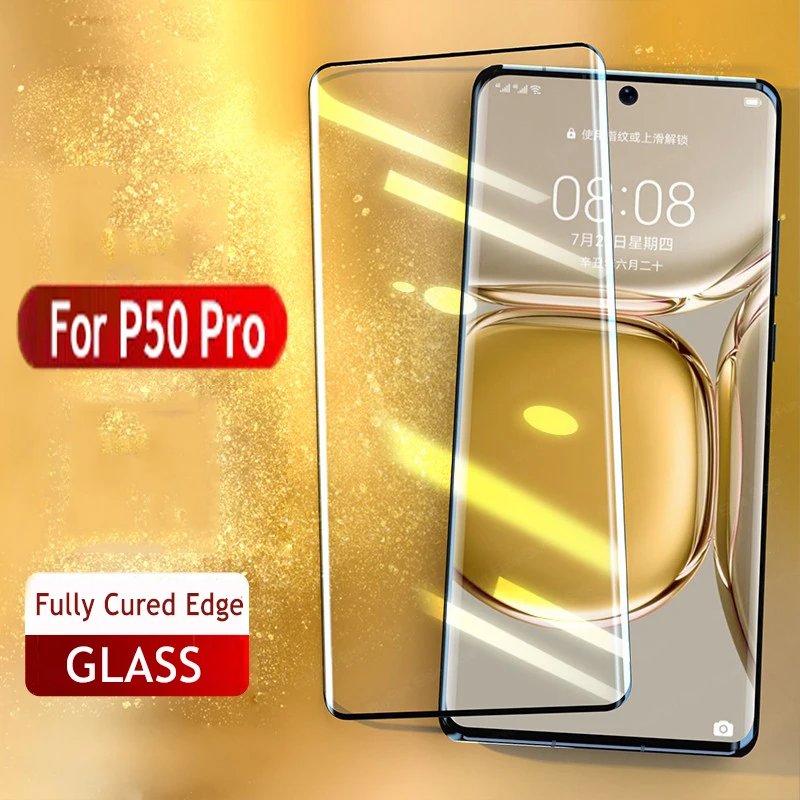 

Изогнутое закаленное стекло для Huawei P50 Pro, Защитная пленка для экрана Huawei P50 Pro, P50 Pro, защитное стекло