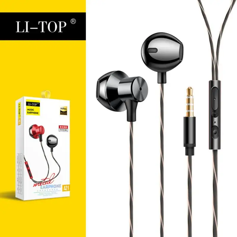 

3.5mm In-Ear Headset Wired Earphones A21 Wired Headphones Noise Canceling With Microphone In-line Control For Phones