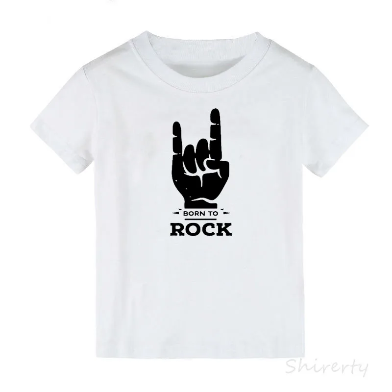 Детская футболка «Born To Rock» Детская одежда унисекс для мальчиков и девочек модные стильные топы, Детская летняя футболка с кружевными рукавами, футболка