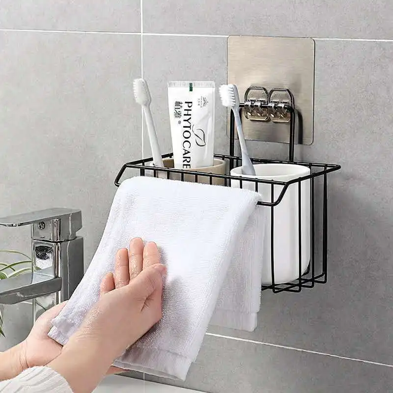 

Iron Bathroom Storage Rack Shampoo Towel Shelves Hanging Kitchen Sink Organizer Sponge Soap Drain Holder Bathroom Accessories