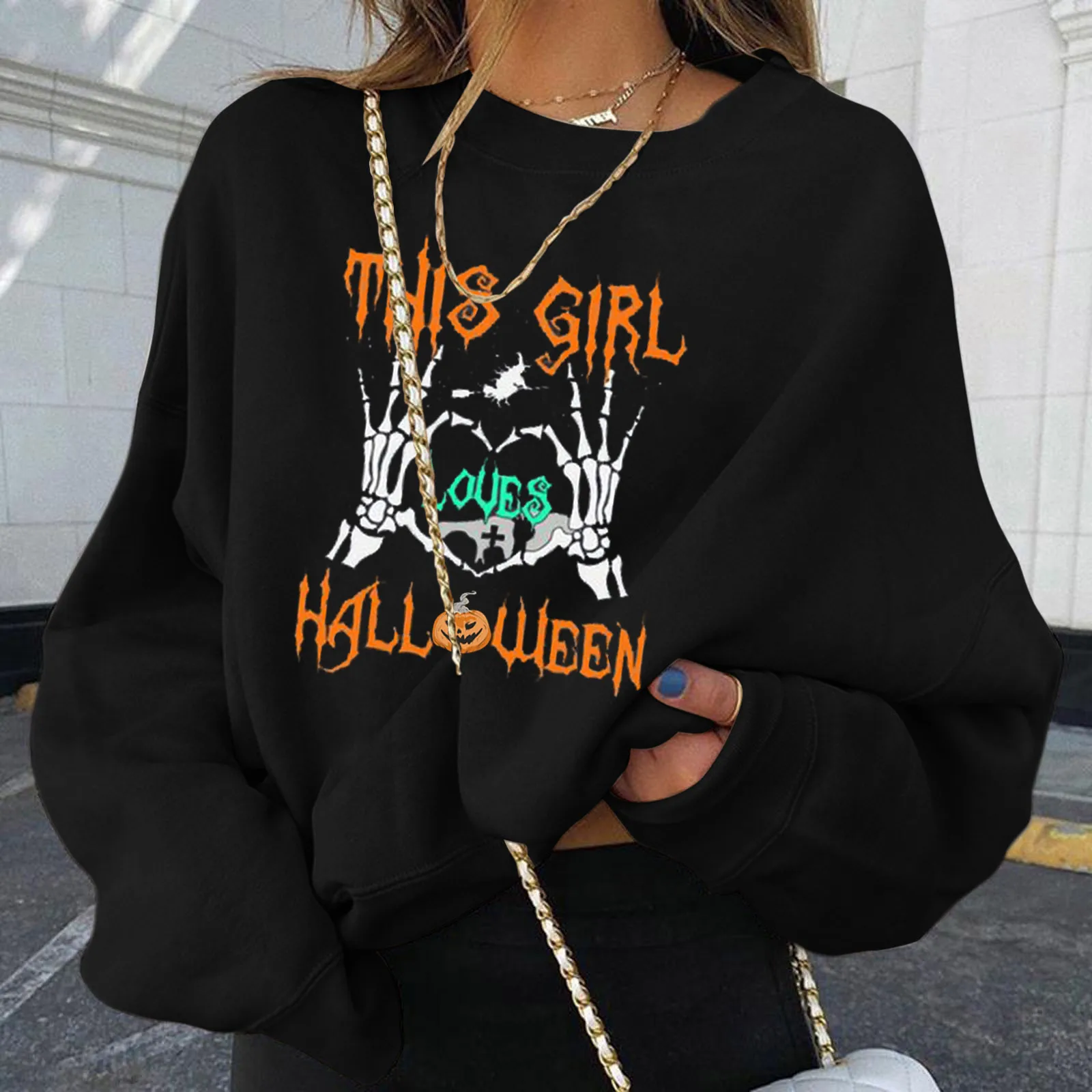 

Модная женская одежда, свитшоты с забавным черепом, Женский пуловер с длинным рукавом, женские свитшоты на Хэллоуин # T1G