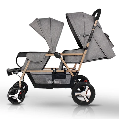 2020 Newest Twin Baby Strollers Lightweight Folding Front Rear Reclining Trolley Baby Double Stroller For Kids Can Lie Flat