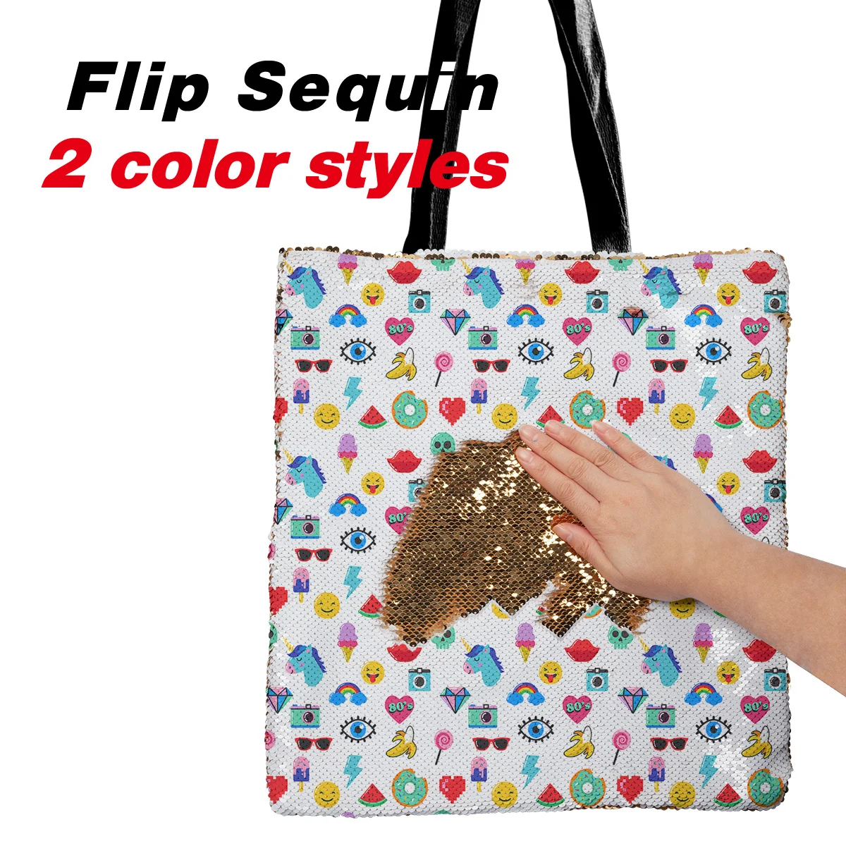 Красочная мультяшная сумка на плечо с зажимом женские сумки одно блестками