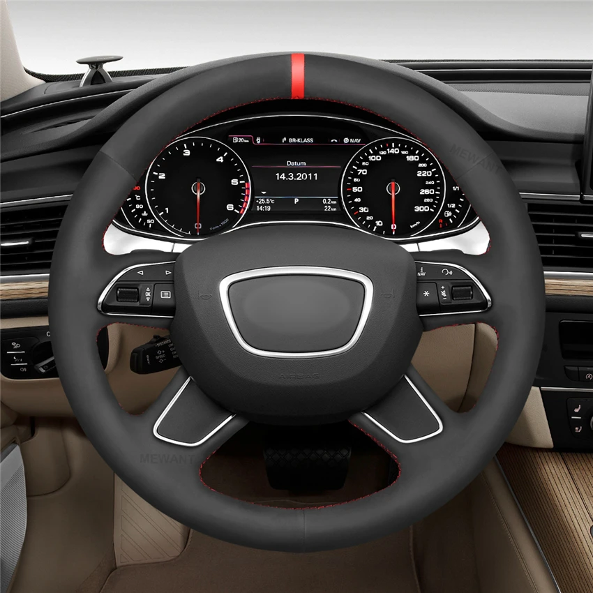 

DIY Anti-Slip Wear-Resistant Steering Wheel Cover For Audi A4 B8 Avant A6 C7 A8 D4 Q3 8U Q5 8R Q7 4L Car Interior Decoration