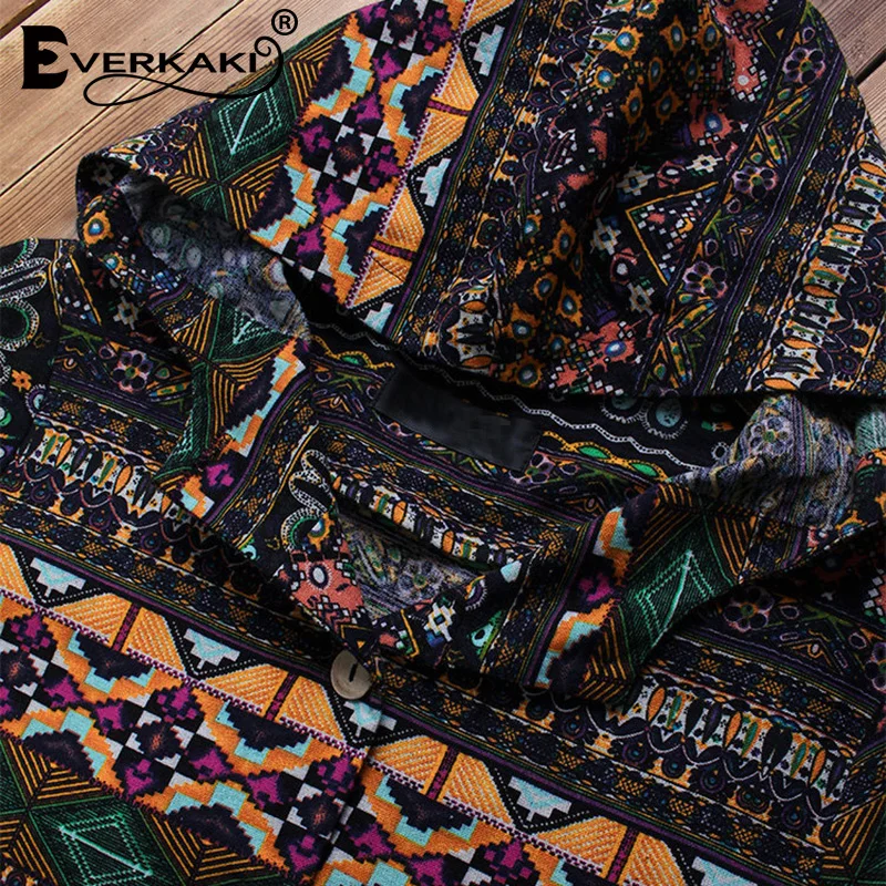 Everkaki Boho длинное пальто куртки женские большие размеры с принтом шляпы свободные