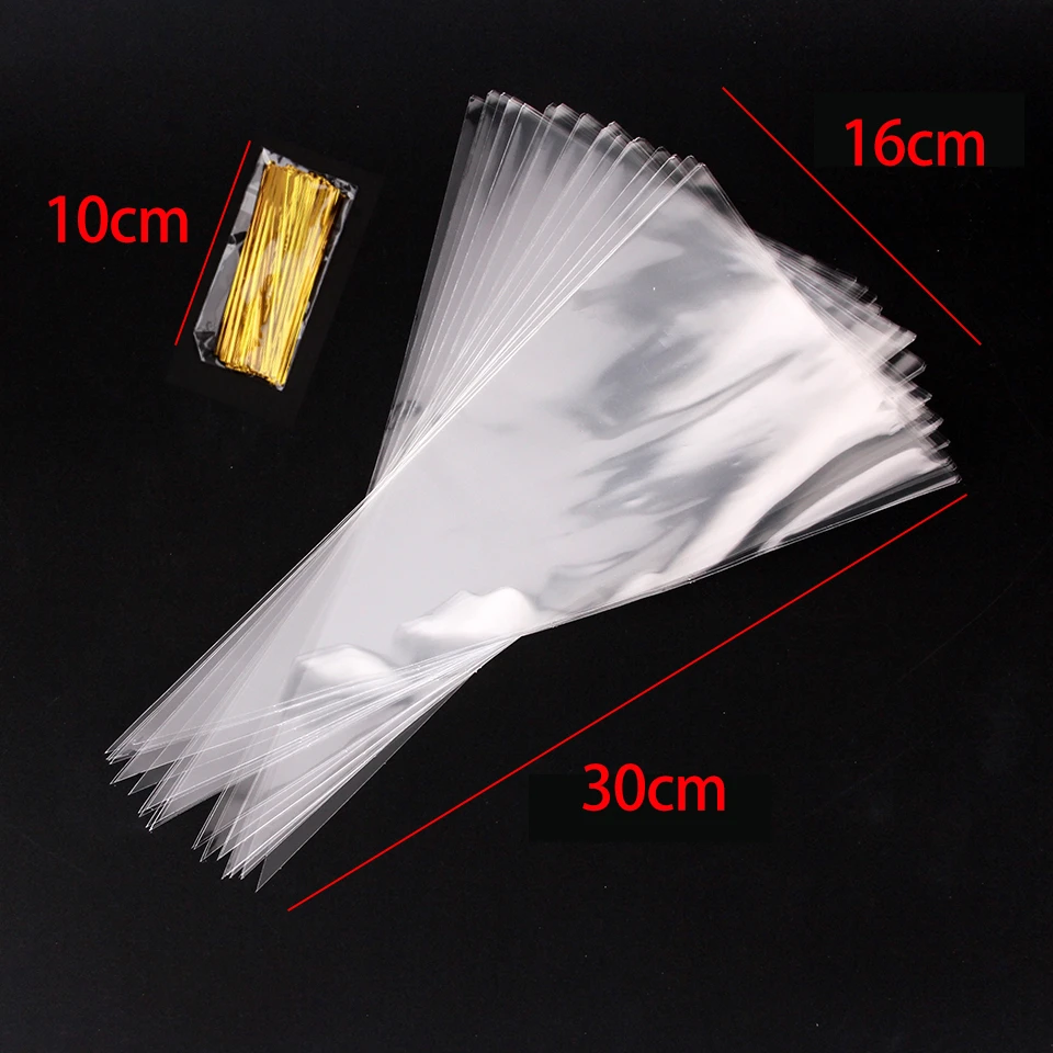 

50Pcs/Set Transparent Cone Candy Bag DIY Wedding Birthday Party Sweet Cellophane Organza Pouches Decoration Food Storage Bags