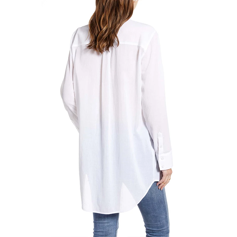 Новинка 2020 женская блузка рубашка Повседневная свободная базовая v образный