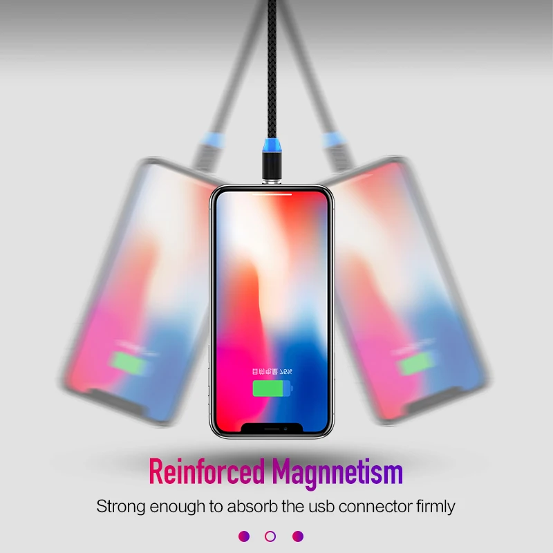 Магнитный светодиодный usb-кабель для iPhone Samsung кабель Micro USB Type-C с быстрой зарядкой