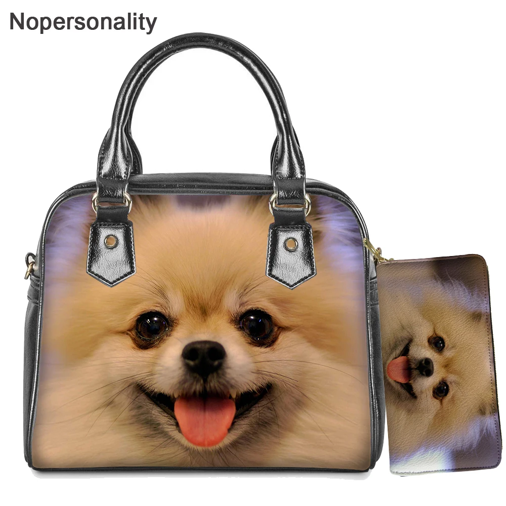 

Nopersonality Leather Pomeranian Print Handbag for Lady Women Kawaii 3D Dog Pattern Crossbody Bag Female Lightweight Tote Bag