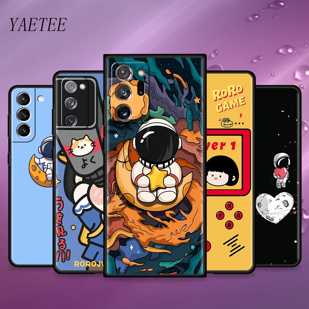 

Space Moon Cartoon Kawaii Case For Samsung Galaxy S21 S20 FE S10 Plus S9 S8 Note 20 Ultra 5G 10 9 Shockproof Tpu Phone Coque Bag