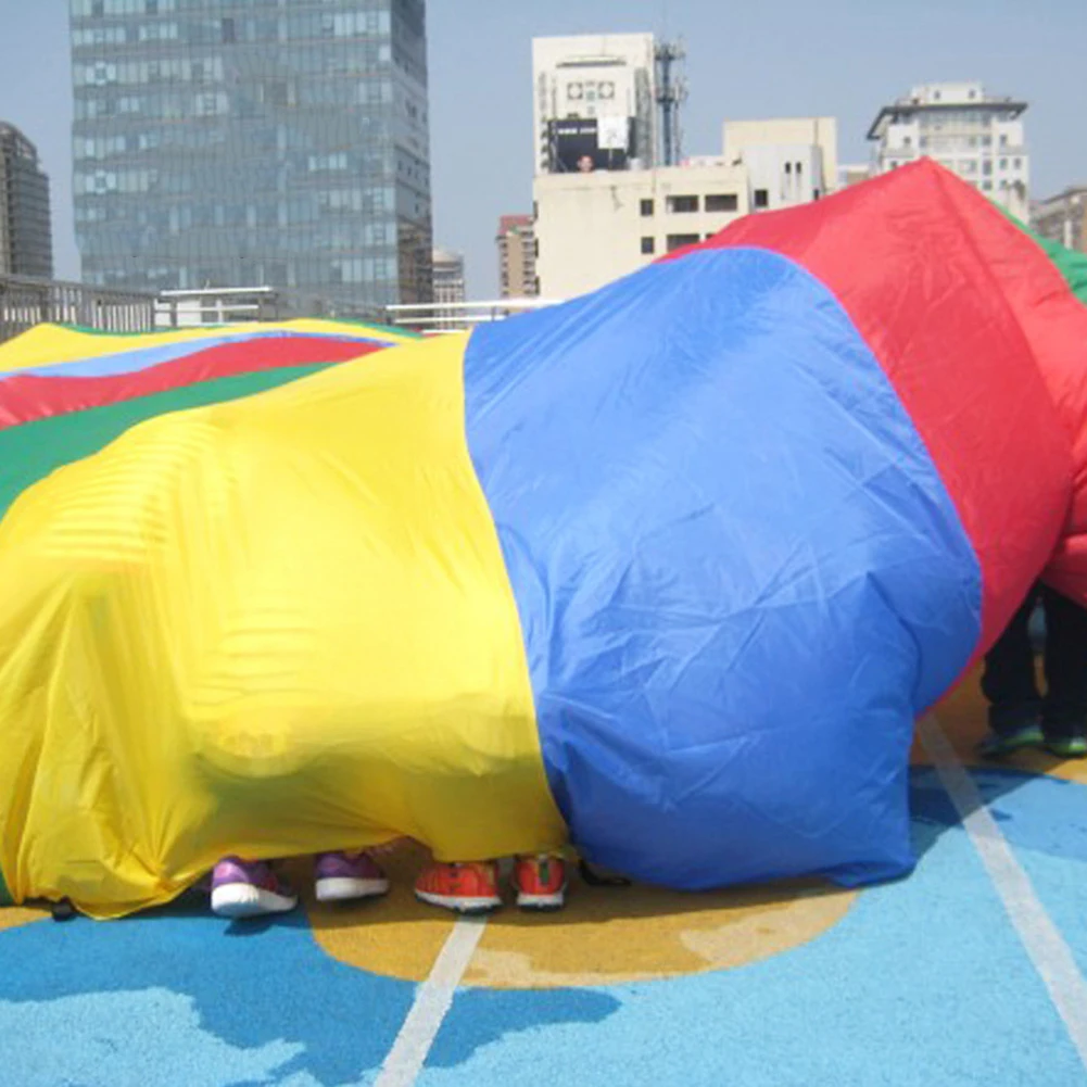 Kids Rainbow Play Parachute with Handles Outdoor Teamwork Game Interactive Toy New | Игрушки и хобби