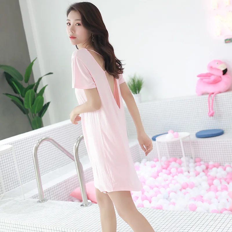 Ночная сорочка женская Модальная с V образным вырезом и широким рукавом|Ночные