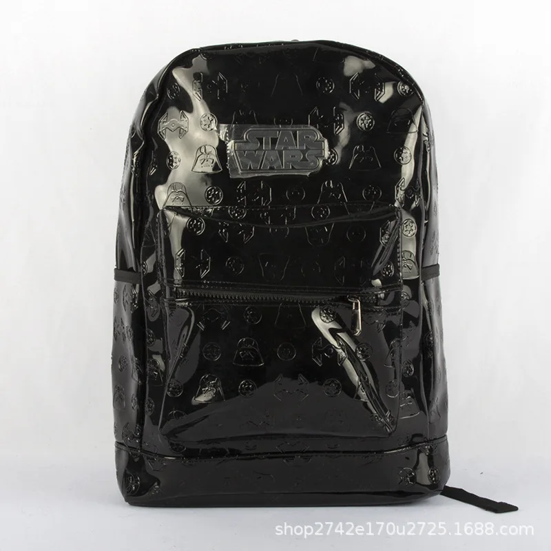 Черный Star War Black Fashion Anime PU Backpacks Soft Leather School Backpack Casual Bags Student Travel Knapsack Unisex New - Цвет: Черный