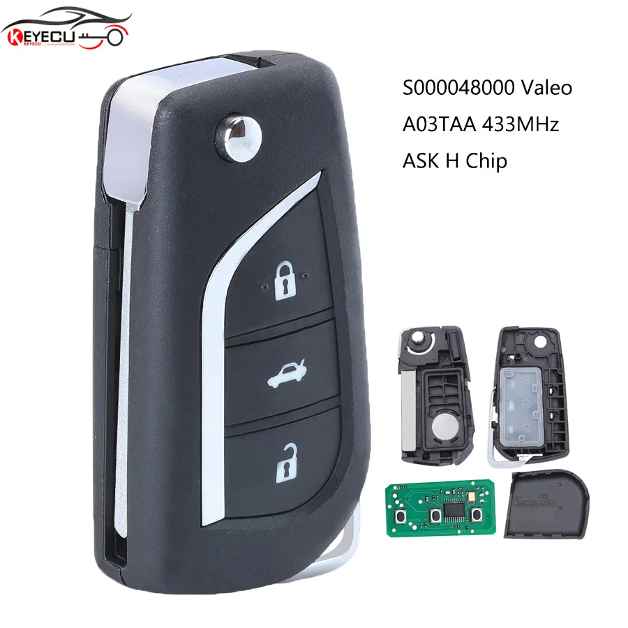 

Дистанционный ключ KEYECU S000048000 Valeo A03TAA 433 МГц ASK H Chip 3-кнопочный брелок для Toyota Auris Corolla 2012 2013 2014 2015 2016 2017