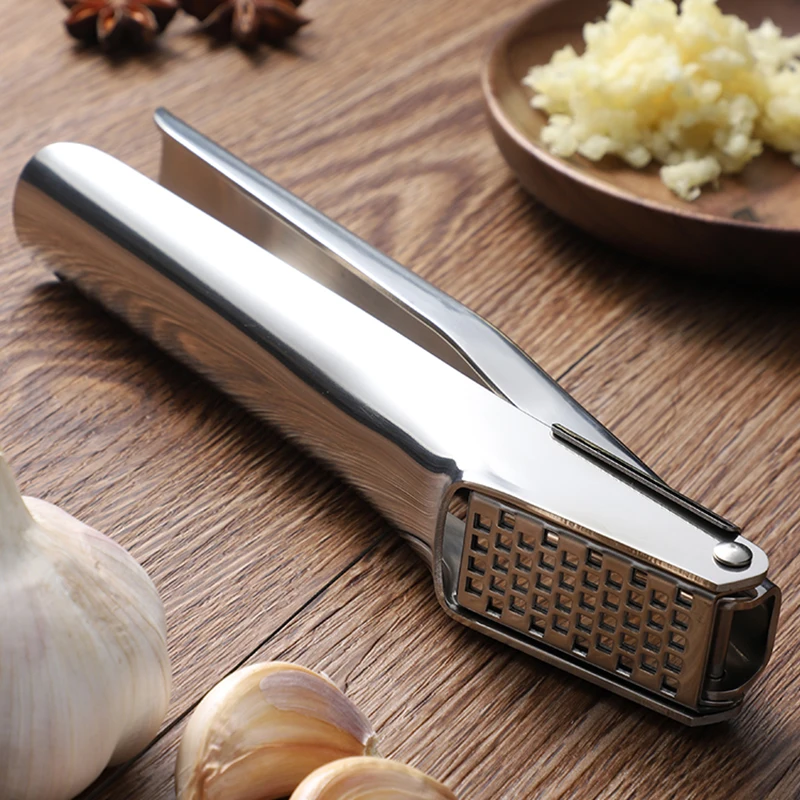 

304 Stainless Steel Garlic Press, Portable Garlic Presser Mincer Chopper Crusher Slicer Grater Squeezer, Kitchen Tools