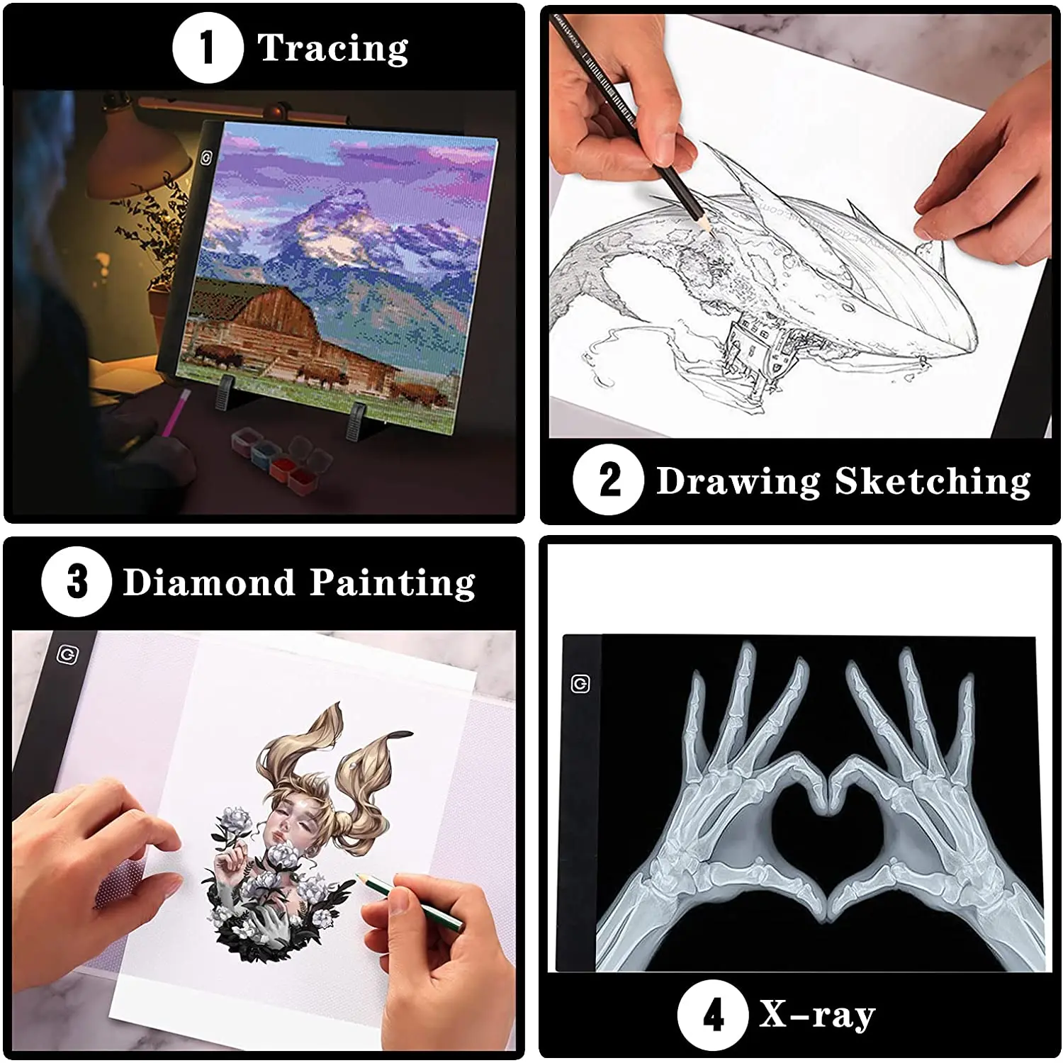 diamond painting led light a3 a4 board drawing tablet with 6pcs diamond painting accessories tool kits free global shipping