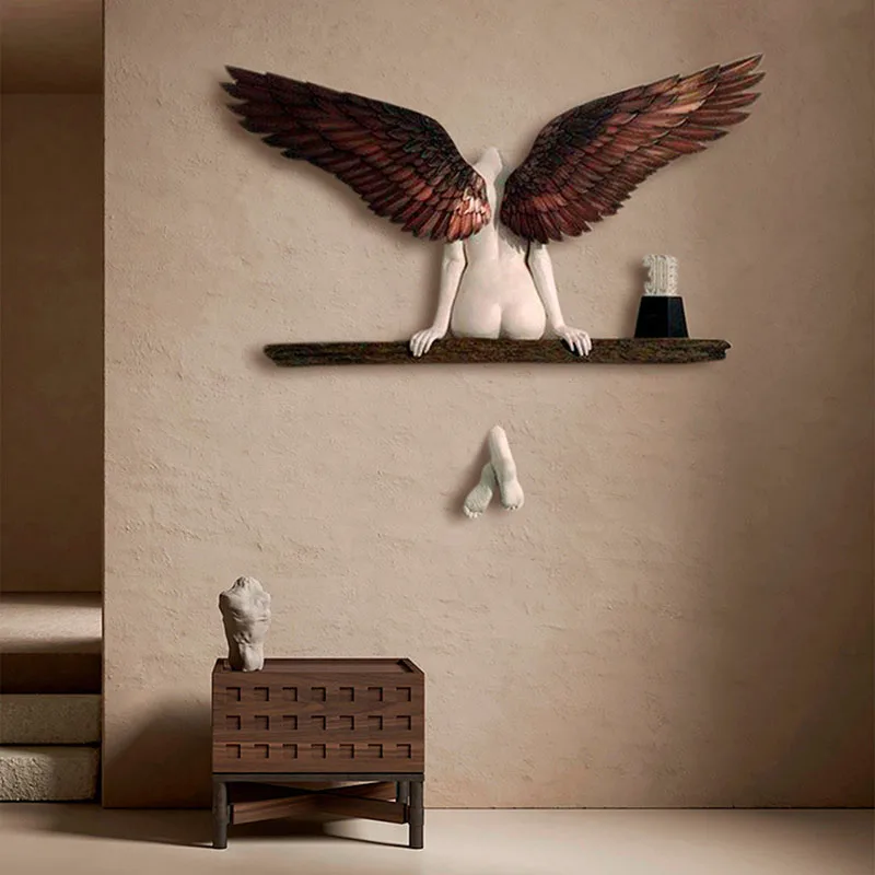 

Angel Art Sculpture Wall Decoration 3D Statue Angel Wings for Living Room Bedroom Decoration Home Decor Garden Statue Artwork