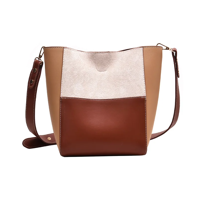 

New Patchwork Color PU Leather Crossbody Bags for Women Quality Bucket Bag 2019 Lady Shoulder Messenger Bag Female Handbags Sac