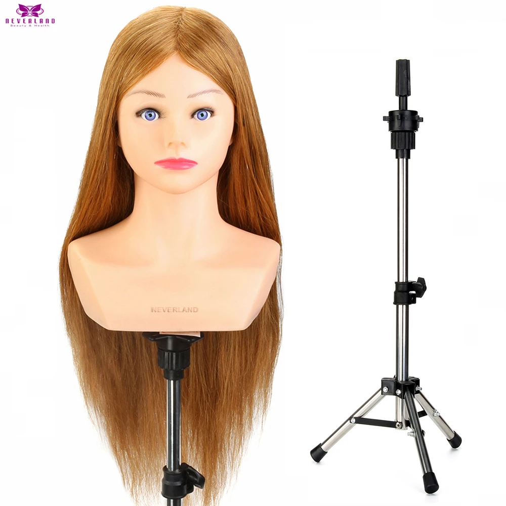 24 &quot100% настоящие человеческие волосы для обучения головы голубые глаза прически