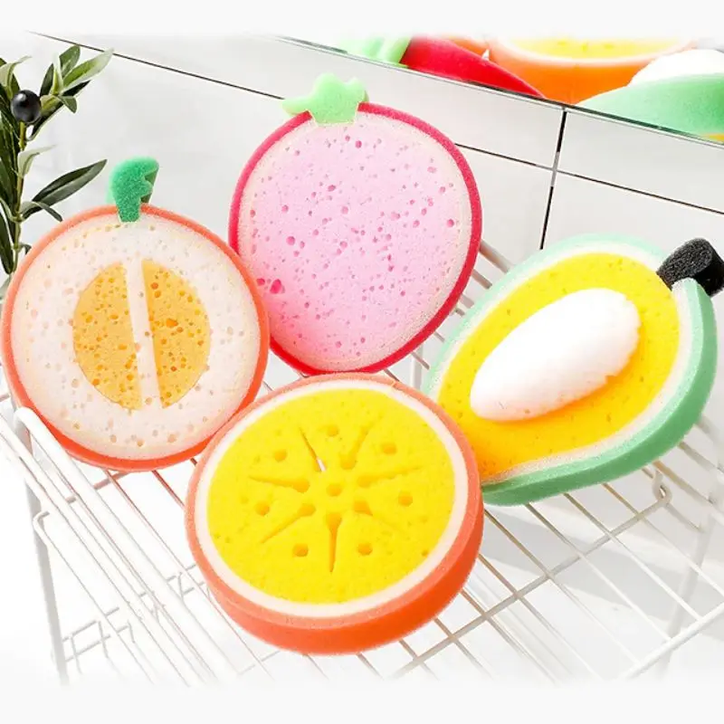 

MSJO 2021 New Creative Kitchen Supplies Fruit Thickened Sponge Wipe Multifunctional Decontamination Cleaning Dishwashing Sponge