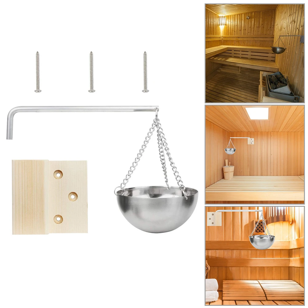 

2021New Sauna Stove Stainless Steel Traditional Hanging Aroma Bowl Spa Fragrance Essential Oil Holder Cup Sauna Room Accessories