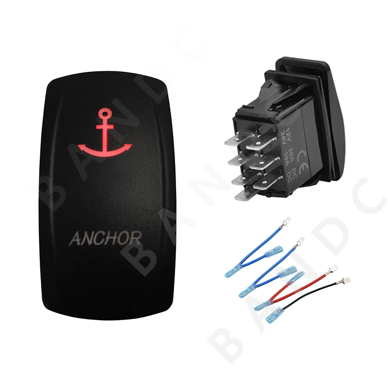 

Anchor 7P (ON)-OFF-ON Momentary Rocker Switch Dual Illuminated RED Led Light for Marine Boat Vehicle Yacht, Boat Accessory