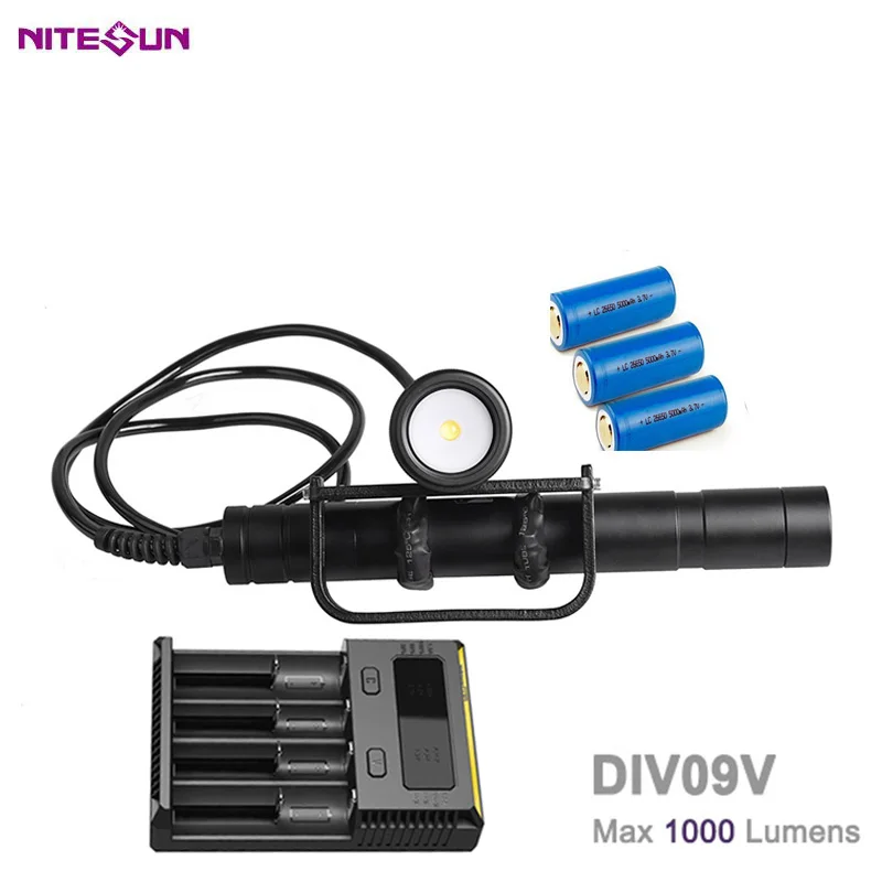 NITESUN DIV09V Дайвинг Фонарь для телефона CREE XM-L2(U4) 6500K светодиодный Макс 1000 люмен подводный 150 м Водонепроницаемый Подводное плавание свет