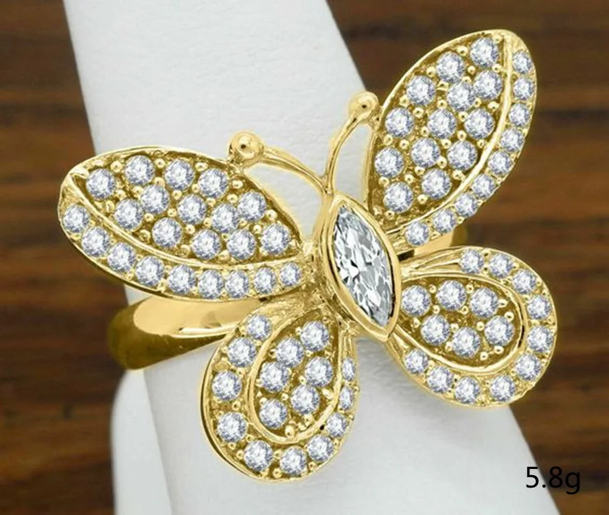 

New Cute Female Butterfly Bowknot Wedding Rings Elegant Gold Color Love Finger Ring Fashion Promise Engagement Rings for Women