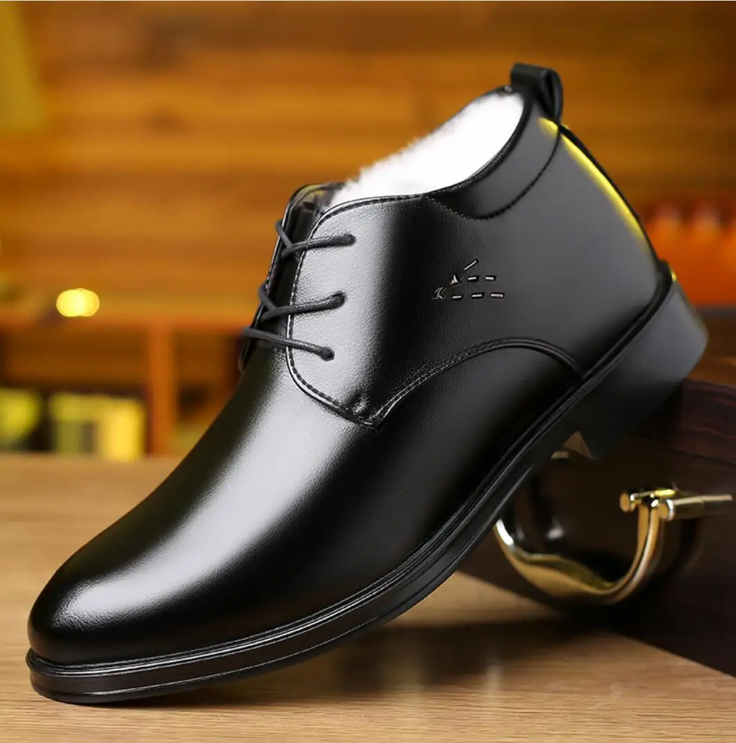 

Cold Winter Snow Boots Men Winter Leather Shoes Men Winter Warm Ankle Boot Men Casual Business Footwear Outdoor Rubber Work Shoe