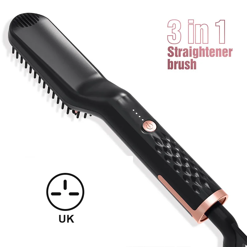 3 в 1 Hair straightener escova alisadora prancha para barba chapinha para barba modelador de cabelo chapinha para cabelo baby liss babyliss de cabelo modelador de cachos alisador de cabelo dropshipping store - Цвет: us plug