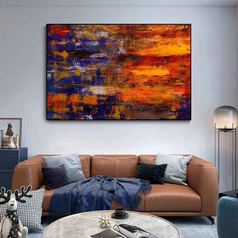 Современная абстрактная картина маслом на холсте плакаты и принты настенное