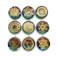 seven chakra natural stone pendant exquisite jewelry pendant sacred geometry chakra power stone pendant amulet aura stone 34mm